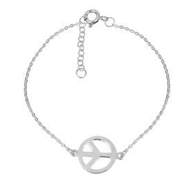 AeraVida 13mm Inspirational Peace Sign Hippie .925 Silver Bracelet | Silver Bracelet For Women | Inspirational Bracelet Silver | Sterling Silver Bracelet | Bracelets Jewelry Gifts