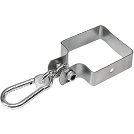 Loggyland Swing Clamp Square 10 x 10 cm Swing Hook for Square Wood with Carabiner for Hanging Swing Seat Grey
