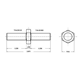 QS Components 7/16-20 Adjuster, Hex Linkage Jack Screw Adjuster (Male RH/Male LH)