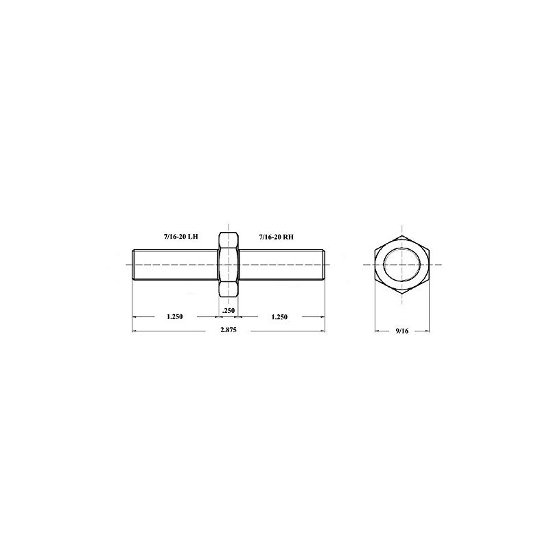 QS Components 7/16-20 Adjuster, Hex Linkage Jack Screw Adjuster (Male