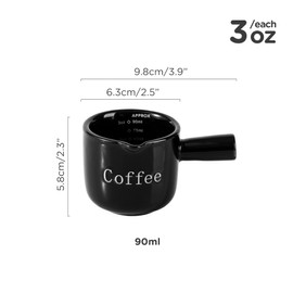 Havniva 3 Oz Ceramic Creamer with Handle, Small Creamer for Coffee, Tea, Milk, Sauces，Espresso Cup, Measuring Cup, Mini Creamer Pitcher Set for Kicthen and Home(2Pcs, 1 Black& 1White)