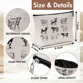 heiyihe Cow Gifts for Women, Cow Western Makeup Bag, Small Cosmetic Travel Bag, Christmas Birthday Gifts for Women Cowgirls, Waterproof Canvas Makeup Bag for Travel Essentials-D45