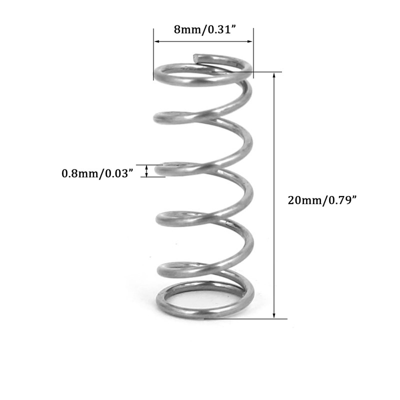 TA-VIGOR 10Pcs Extended Compressed Spring, 8mm OD,0.8mm Wire Size,20mm Length