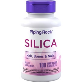 Piping Rock Silica Supplement 500mg | 100 Capsules | Horsetail Extract | Vitamins for Hair, Bones & Nails | Gluten Free, Non-GMO