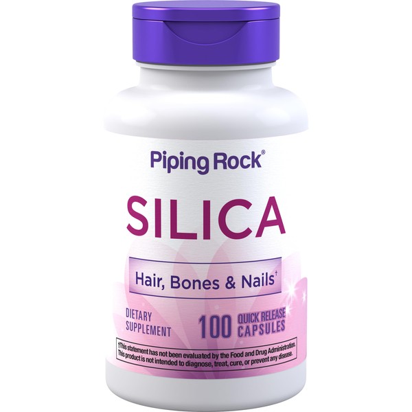 Piping Rock Silica Supplement 500mg | 100 Capsules | Horsetail Extract | Vitamins for Hair, Bones & Nails | Gluten Free, Non-GMO