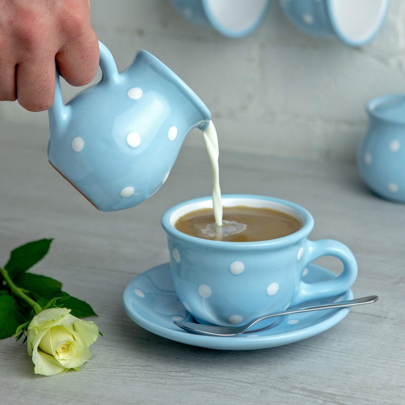 City to Cottage® - Keramik Milchkännchen | Hellblau und Weiß