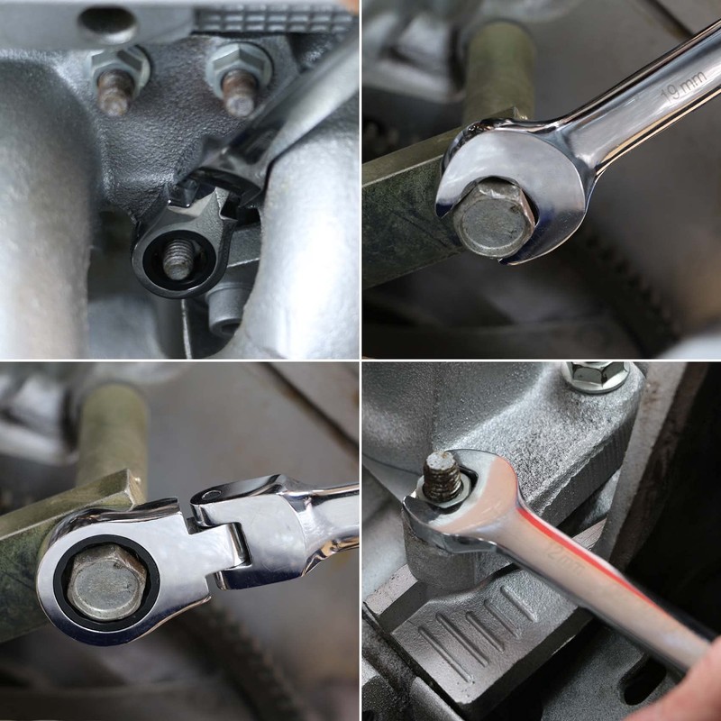 TR TOOLROCK 12pcs Flex Head Ratcheting Wrench Set- 8-19mm Metric