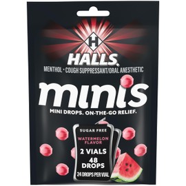 Halls HALLS Minis Watermelon Flavor Sugar Free Cough Drops, 48 Drops