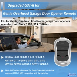 Upgraded G3T-R for Genie Overhead Garage Door Opener Remote, Fit for Genie Overhead Intellicode Garage Door Opener (1997 to Present), 315/390 MHZ, Replace G3T-BX G3T-A etc, 2 Pack