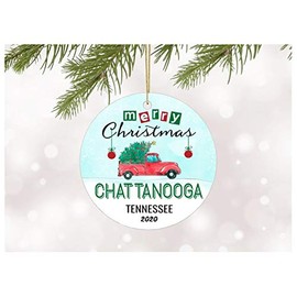 Christmas Ornaments Tree 2020 Chattanooga Tennessee Xmas Decorations Gift Idea Rustic Holiday Tree Unique Home Sweet Home State Decoration Anniversary - MDF Plastic 3" White