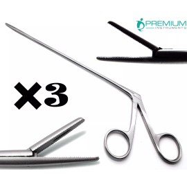 PREMIUM INSTRUMENTS 3× New Alligator Forceps 8" ENT Surgical Ear Serrated 1.6cm Instruments
