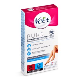 BANDAS DE CERA depilatorias corporales pure piel sensitive 20 u