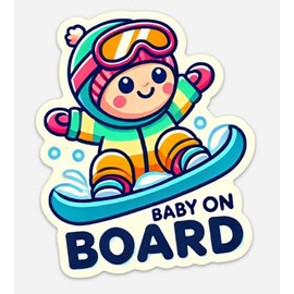 Baby on Board - Colourful Snowboard Baby (5.71″ × 6.93″)