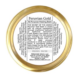 Peruvian Gold | Organic All Purpose Healing Balm | Scars, Eczema, Facial Moisturizer Cream, Dry Skin, Hair, Sun Burns | (1 Fl Oz) | BONUS Lip Balm