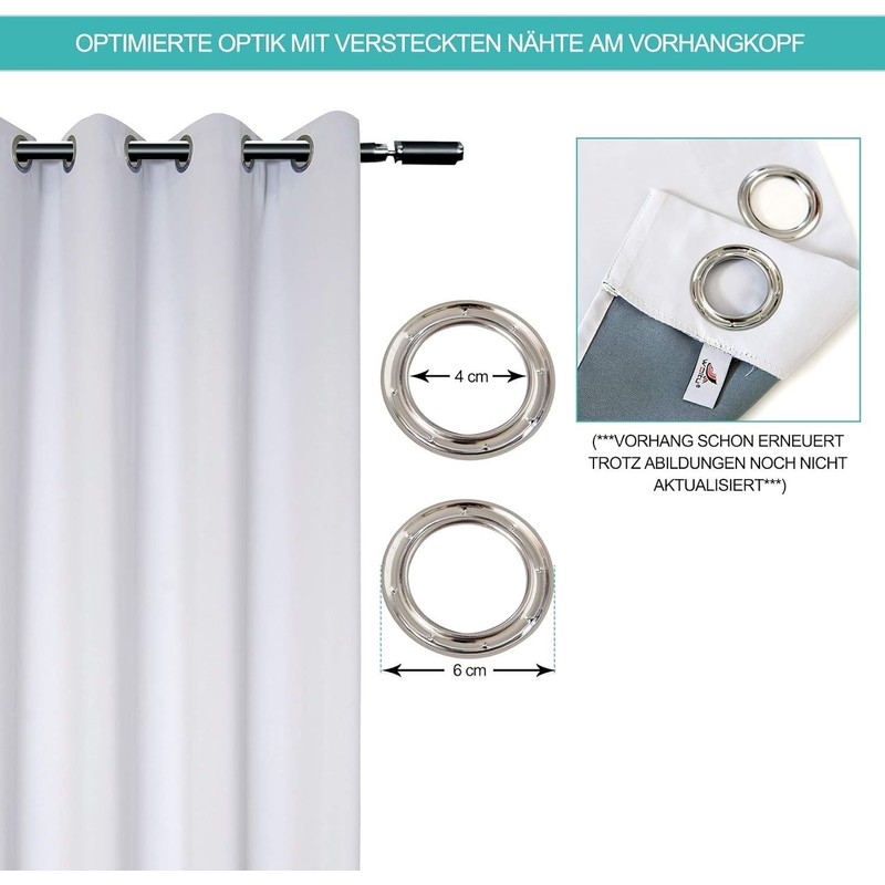 Woltu #488 Opaque Blackout Curtain with Eyelets, Light Heavy Curtain,