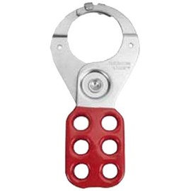 Master Lock ALO802 2-3/8" X 5" with 1-1/2" Inside Jaw Diameter, Red Safety Hasp, 1" Diameter Steel Jaws with Locking Tabs