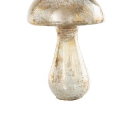 The Novogratz Glass Mushroom Handmade Decorative Sculpture Glossy Weathered Home Decor Statues, Set of 2 Accent Figurines 12", 10"H, Champagne