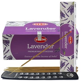Lavender Masala Incense Sticks and Holder Burner Bundle from Hem Incense and Trumiri for Home Fragrance Insence Insiensos