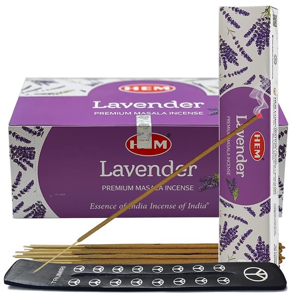 Lavender Masala Incense Sticks and Holder Burner Bundle from Hem