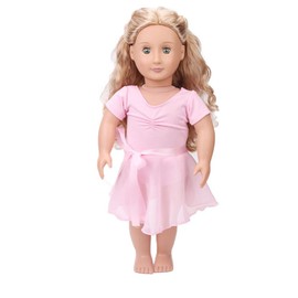 DUORUIMI Doll Clothes Dress Ballet Outfit Pink Lace for American Girl Doll 18 inch