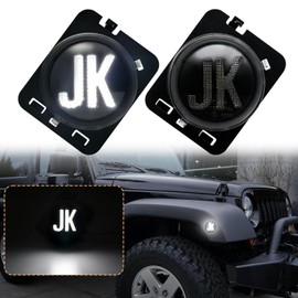 Aexploer Side Marker Lights Compatible with Wrangler JK 2007-2018 Front Fender Full LED Lights,2024 NEW,Favorite of Off-Road Enthusiasts (Clear Lens White Lights)