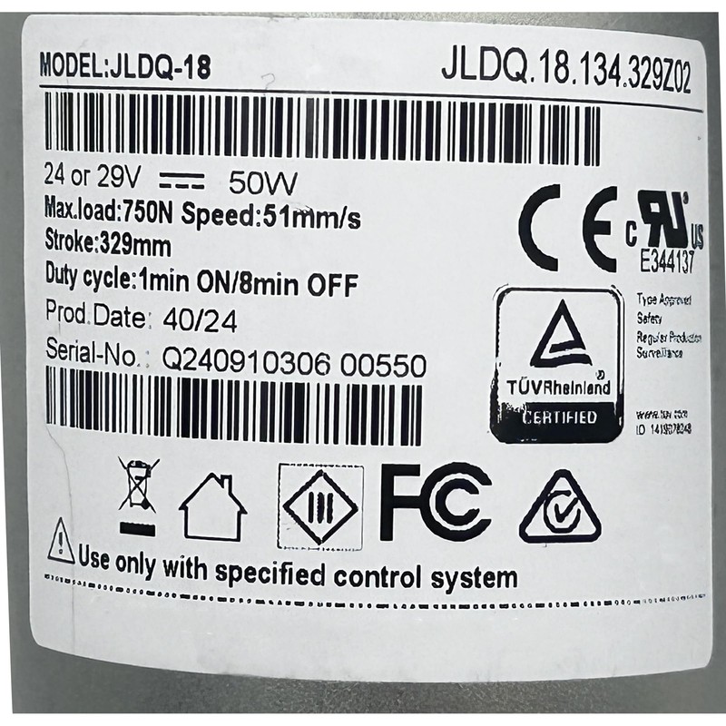 JLDQ-18 Motor Model JLDQ.18.134.329Z02 Linear Actuator for Electric Sofa Lift