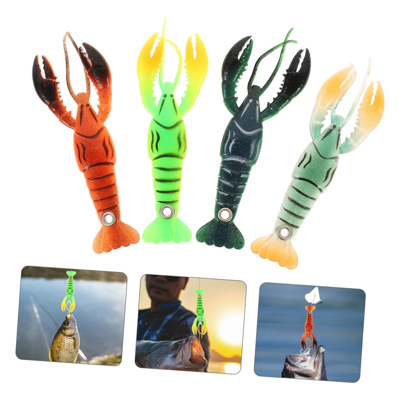 KOMBIUDA 4pcs Realistic Lobster Fishing Baits Portable Soft Lures for