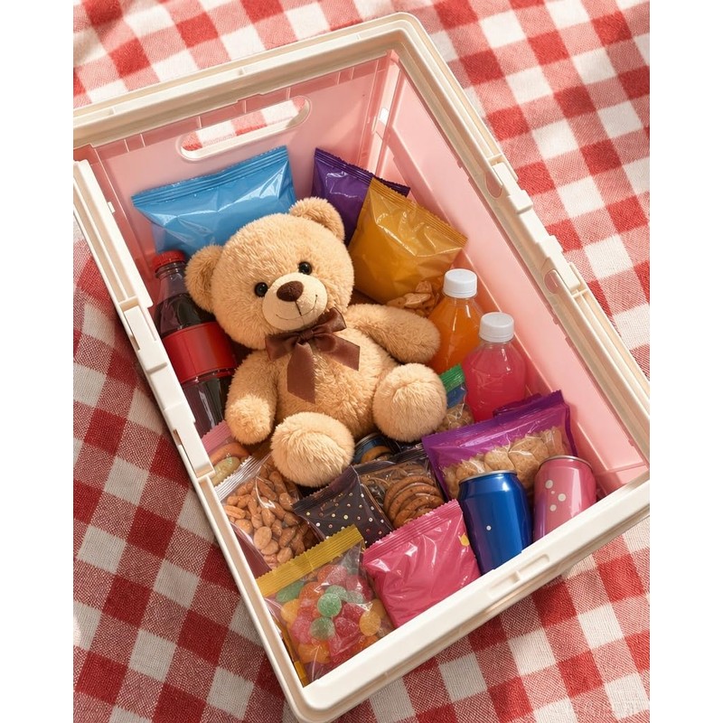 Pastel Plastic Collapsible Storage Crates with Lids and Handle Collapsible