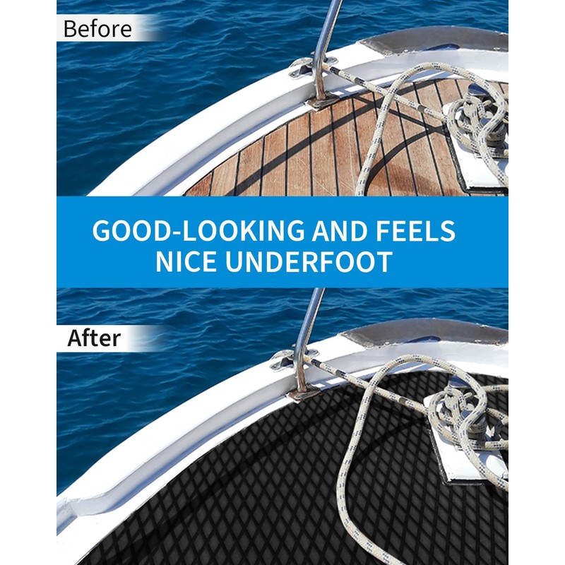 OCEANBROAD Self-Adhesive 48''x16'' Boat Flooring Non-Slip Diamond Pattern Traction Pad