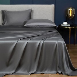 Ivellow 100% Tencel Eucalyptus Sheets King, 18” Deep Pocket King Sheets 4 Pieces Lyocell Cooling Sheets for Hot Sleepers Silk Soft, Breathable, Hypoallergenic, Luxury Grey Bed Sheets Hotel Bedding Set