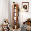 YOWOS Rotating 360 Display Spinning Bookshelf Tower, Bamboo Floor Standing