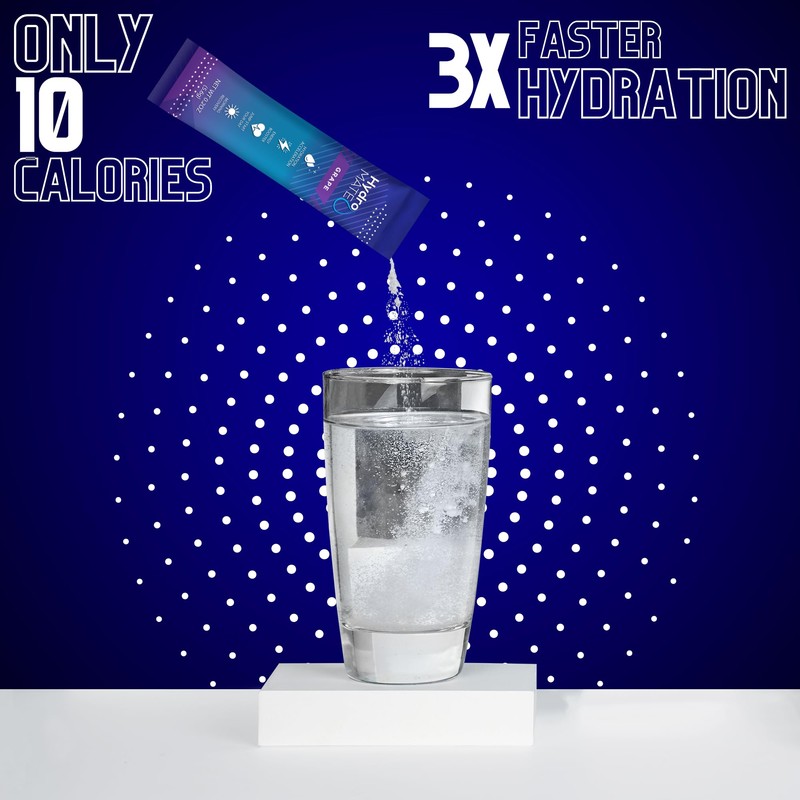 HydroMATE Electrolytes Powder Drink Mix Packets Hydration Accelerator Low Sugar