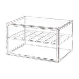 BOHOIDEE Extra Large 19.7"X14.6"X11.6" Acrylic Display Case with 1 Division Board, Clear Organizer Box Plastic Holder with Magnetic Door for Handbags, Purses, Boots, Figures, Book