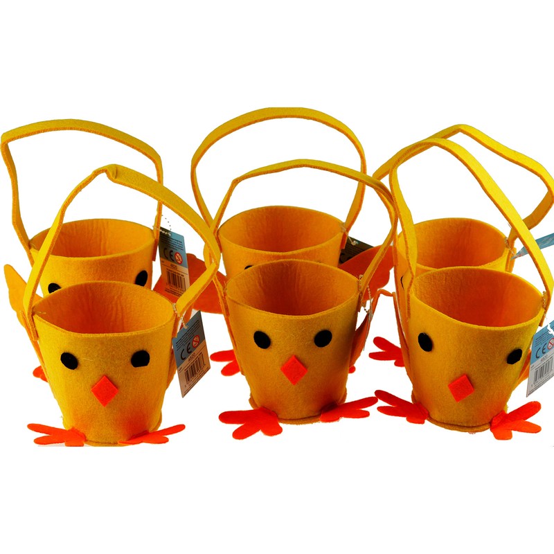 Gem Imports Set Of 6 Easter Chick Felt Fabric Buckets/Baskets
