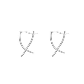 Zestjewel 1pair 925 Sterling Silver X Hoop Earrings for Women Teen Minimalist Hoop Earrings Huggie (Silver)