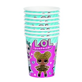 Unique 23796 Paper Cups-266 ml- LOL Surprise Party-Pack of 8, Multicolour