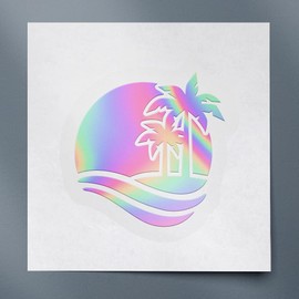 Palm Trees (Hologram) (Set of 2) Premium Waterproof Vinyl Decal Stickers for Laptop Phone Accessory Helmet CAR Window Mug Tuber Cup Door Wall Decoration - ANGsticc17015HO