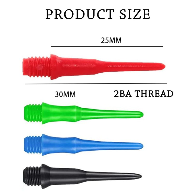 SURALIN Pack of 144 Plastic Dart Tips with 2BA Thread,