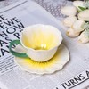 ONEUSTAR Ceramic Flower Shaped Tea Cup and Saucer Set, Yellow,