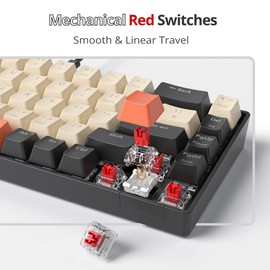 Fogruaden RGB Wired 60% Percent Keyboard Mechanical, 68 Keys Gaming Keyboard 60 Percent with Red Switch, Small Compact Mechanical Keyboard for Win/Mac Laptop PC Gamer (Carbon/68)