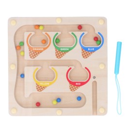 Magnetic Color and Number Maze Wooden Magnet Color Matching Counting Puzzle Board Educational Children Sorting Maze Toy with Magnetic Pen Ice Cream Color Maze