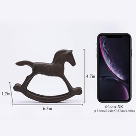 BRASSTAR Cast Iron Rocking Horse Statue 6.3” Garden Home Office Desk Decor Paperweight Collection Childlike Figurine TQZDPT47
