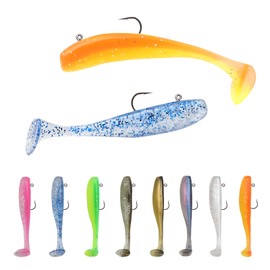 HENGBIRD Pack of 50 Rubber Fish Set for Pike and Zander, Set of 10 Hooks, 40 Soft Baits with Jig Heads for Zander Catching, Multifunctional Rubber Bait for Sweet and Saltwater Fishing