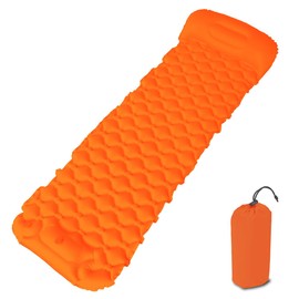 Baiao Ultralight Inflatable Camping Mat - With Integrated Pillow – Lightweight (0.55kg) and Compact Outdoor Sleeping Mat for Hiking and Bikepacking(Orange)