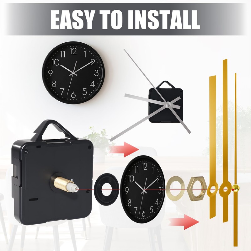 Silent Quartz Clock Movement Kit Long Shaft for 12-14mm Dial,