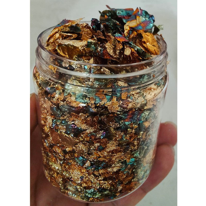 JINRUISI Gilding Flakes Variegated Gold Foils Leaf Flakes Gilding Craft