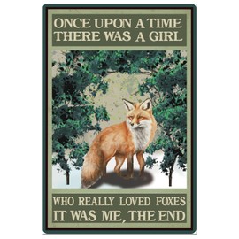 SUPERDANT Cute Fox Metal Tin Sign Snowy Forest Vintage Art Iron Wall Decor Inspirational Quotes Metal Plaque Retro Bedroom Bathroom Decor for Kid's Room Bars Restaurants Cafes Pubs