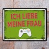 Metal Sign with Gamer Motif and Saying: Ich liebe es