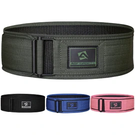AQF Weight Lifting Belt - 4” Auto Lock Nylon Gym Belt for Functional Training Bodybuilding Powerlifting Deadlift Squat and Weightlifting workout - Lifting Support for Men and Women (M, Green)