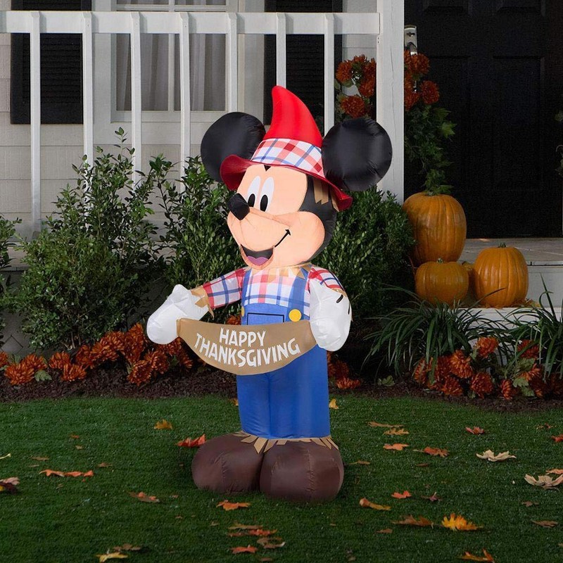 Mickey Mouse Thanksgiving Inflatable 3.8 Foot Scarecrow Yard Decoration
